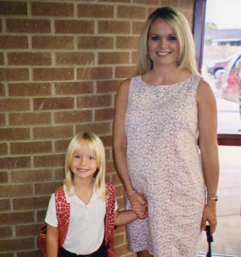 Eight month's pregnant with daughter on first day of kindergarten